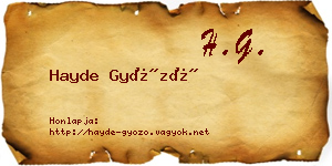 Hayde Győző névjegykártya